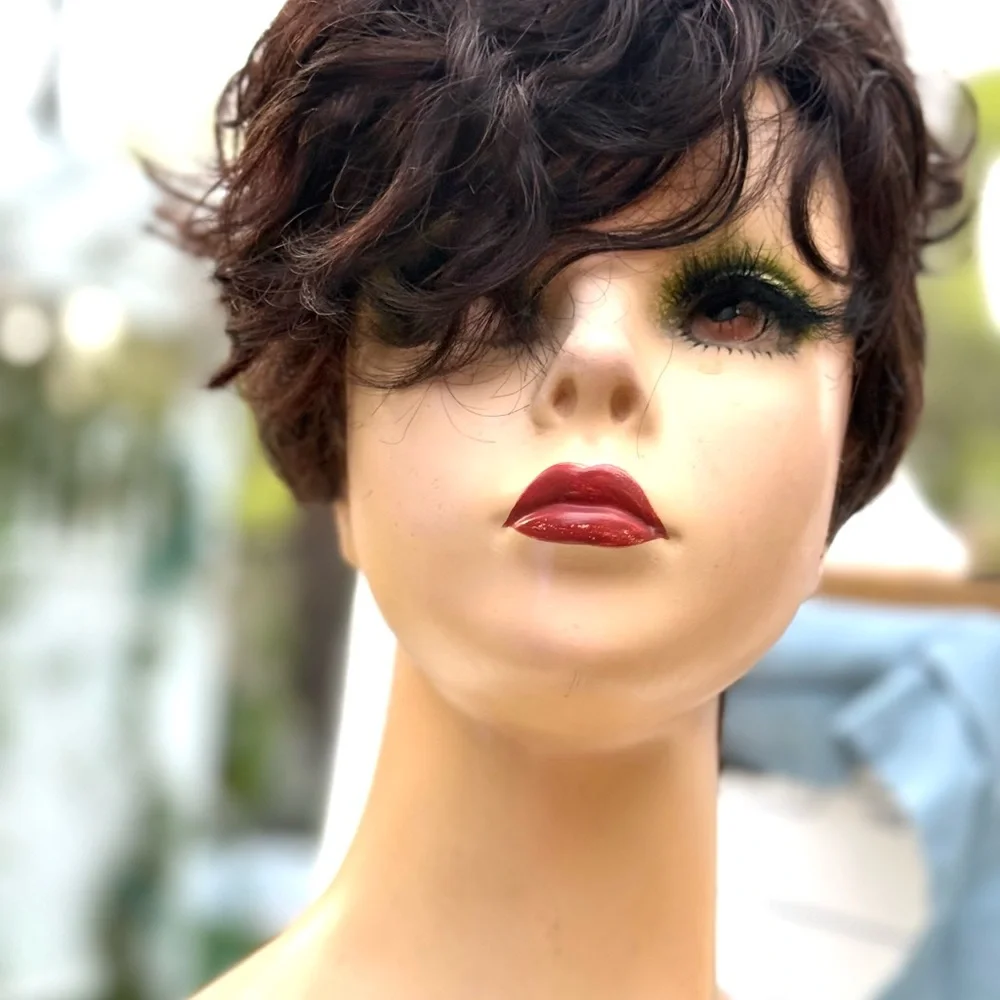Short Curly Pixie Wig in Dark Brown - Women Hair - Picture 9 of 15